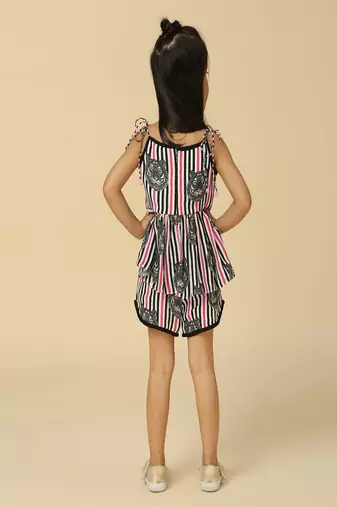 Black printed viscose crepe co ord set