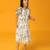 White printed viscose georgette dress