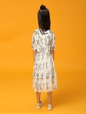 White printed viscose georgette dress 3