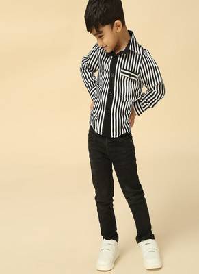 Black stripes printed satin shirt 3