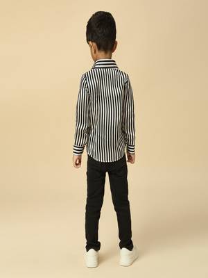Black stripes printed satin shirt 5