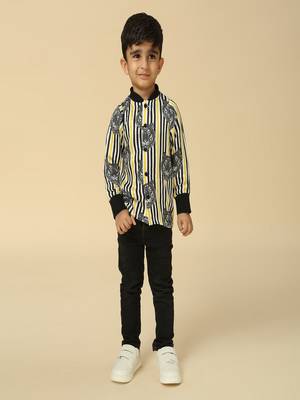 Black printed viscose shirt 1