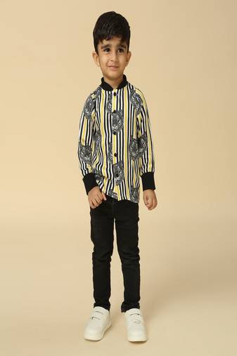 Black printed viscose shirt
