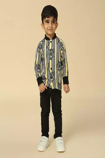 Black printed viscose shirt