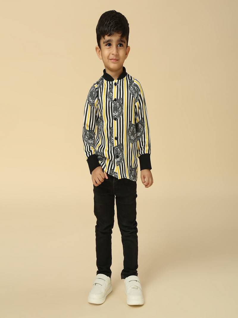 Black printed viscose shirt