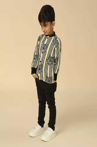 Black printed viscose shirt
