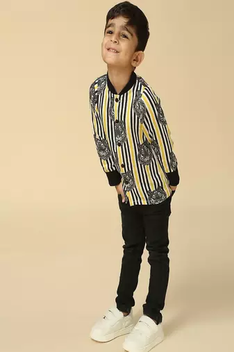Black printed viscose shirt