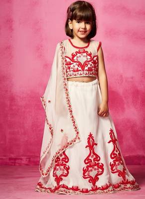 White embroidered organza lehenga set 1