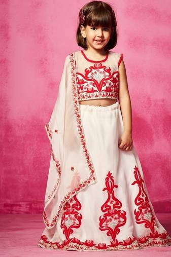 White embroidered organza lehenga set
