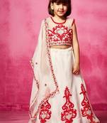 White embroidered organza lehenga set