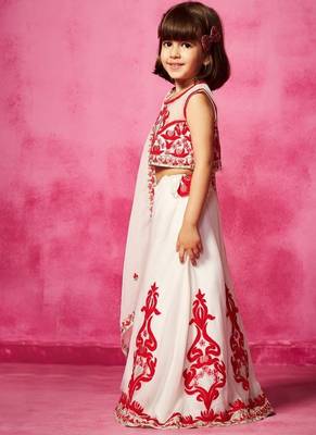 White embroidered organza lehenga set 3