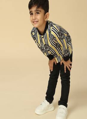 Black printed viscose shirt 5