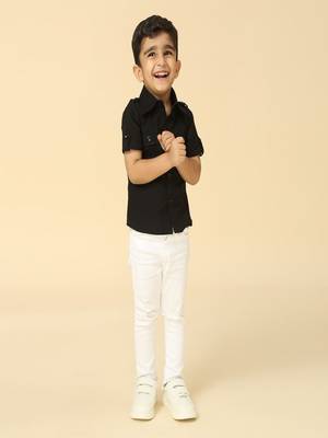 Black printed linen shirt 1