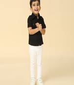 Black printed linen shirt