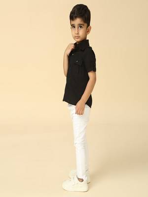 Black printed linen shirt 2