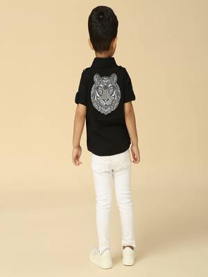 Black printed linen shirt 3