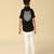 Black printed linen shirt