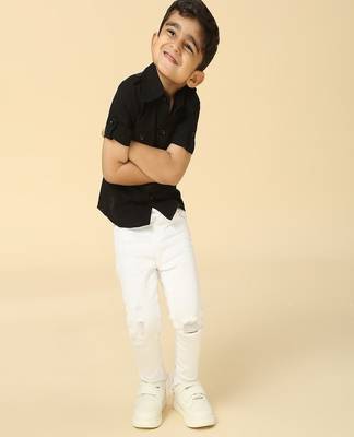 Black printed linen shirt 4