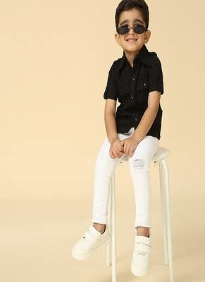 Black printed linen shirt 5
