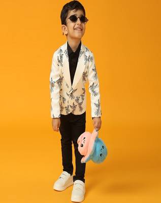 White printed satin blazer 1