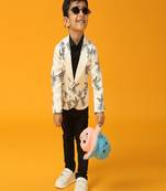 White printed satin blazer