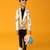 White printed satin blazer