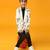 White printed satin blazer