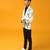 White printed satin blazer