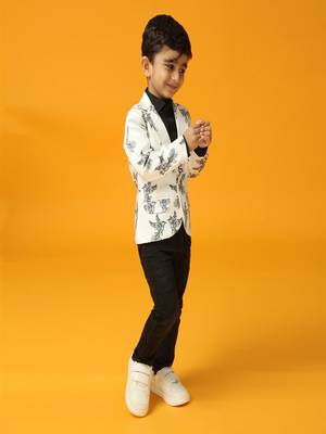 White printed satin blazer 4
