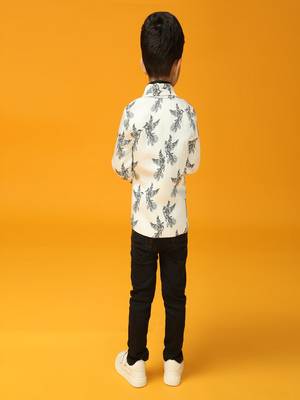 White printed satin blazer 5