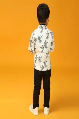 White printed satin blazer