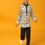 Black printed satin kurta