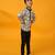 Black printed satin kurta