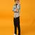Black printed satin kurta