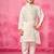 White embroidered satin kurta pyjama