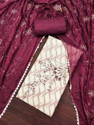 Women's multi print handwork embroidery modal cotton banarasi dress material 3