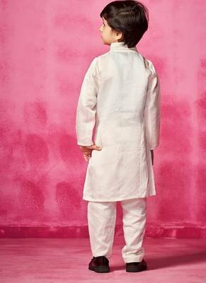 White embroidered satin kurta pyjama 3