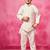 White embroidered satin jacket paired with pant