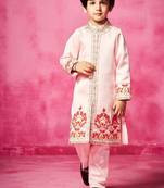 Pink embroidered satin sherwani