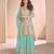 new baby blue high low style wedding wear georgette salwar suit for women