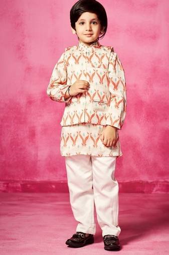 Pink printed satin kurta set