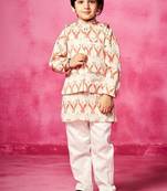Pink printed satin kurta set