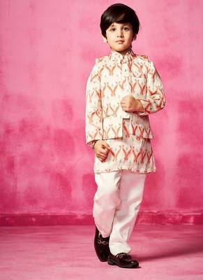 Pink printed satin kurta set 3