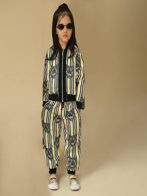 Black printed satin co ord set 1