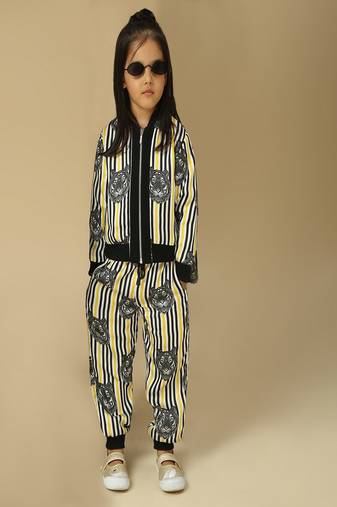 Black printed satin co ord set