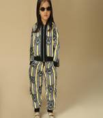 Black printed satin co ord set