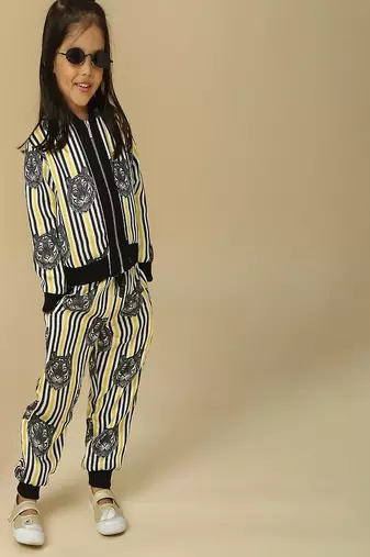 Black printed satin co ord set