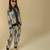 Black printed satin co ord set