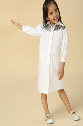 White plain cotton dress
