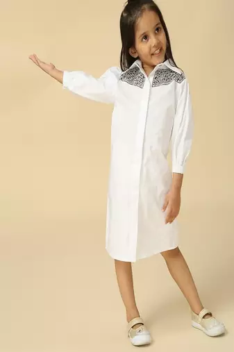 White plain cotton dress